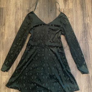Green velvet embroidered dress